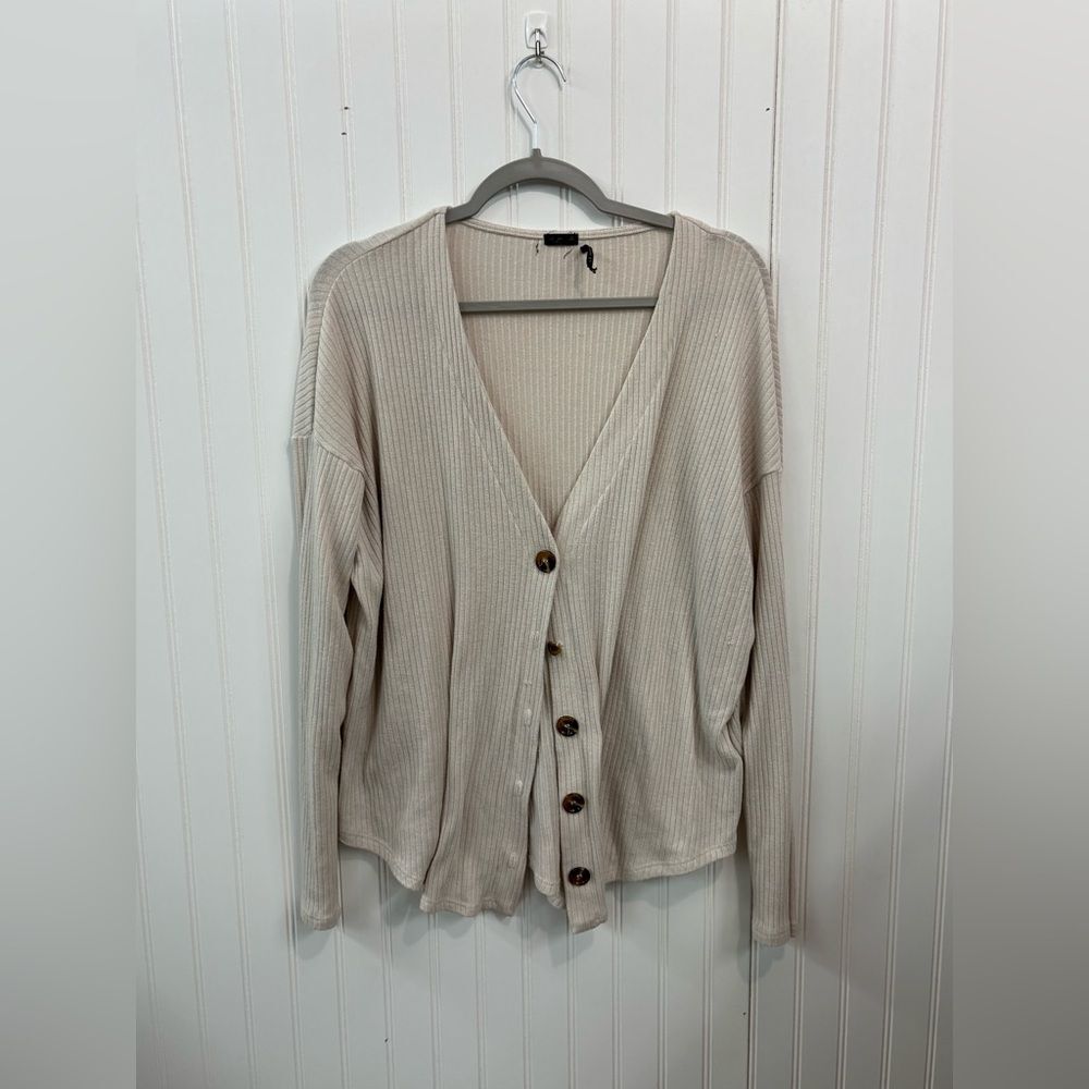 Out from under Urban Outfitters Cream Ribbed button down Cardigan long sleeve